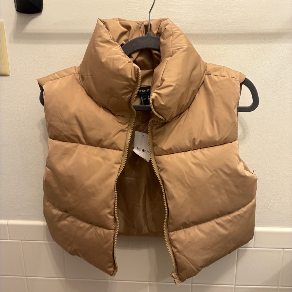 Forever 21 Beige Quilted Vest